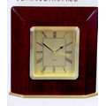 Piano Finish Wood Beveled Rectangle Alarm Clock (6 3/4"x6 3/4"x1 7/8")